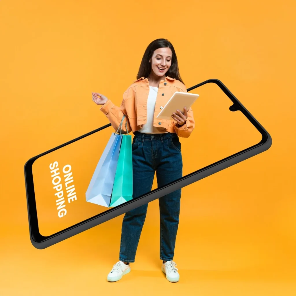 mujer haciendo compras online