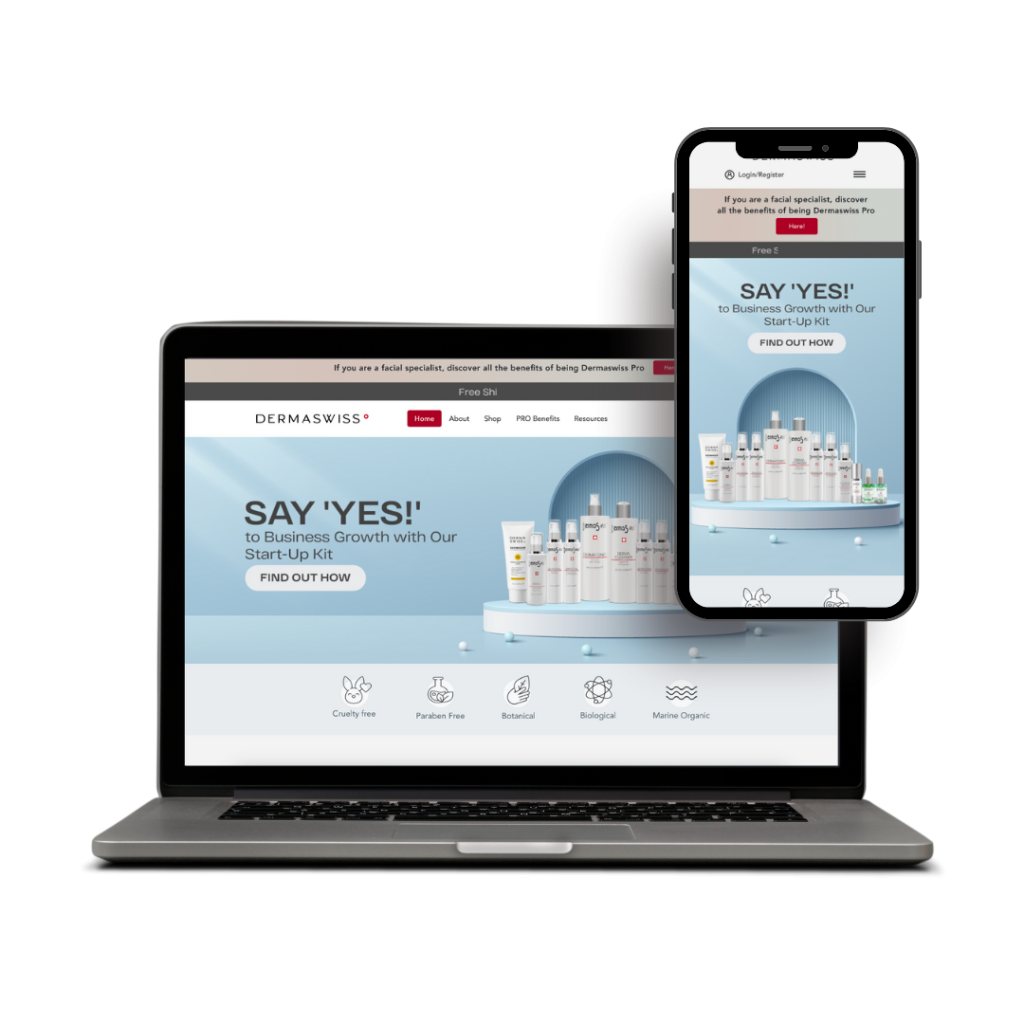 mockaup de computador optimización presencia digital DERMASWISS