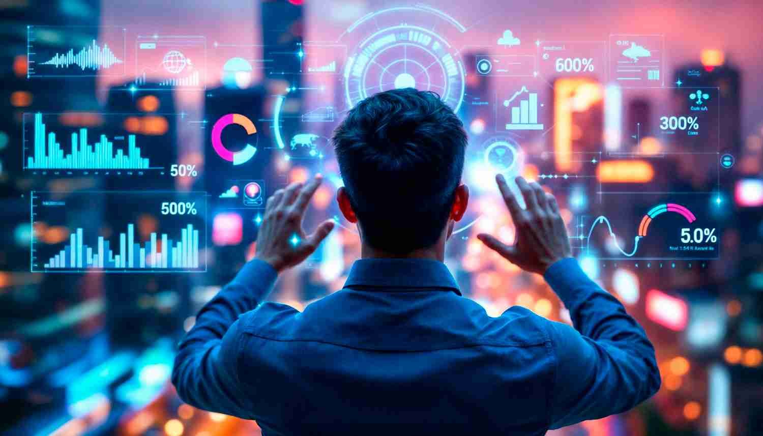 Holograma kpis métricas performance digital